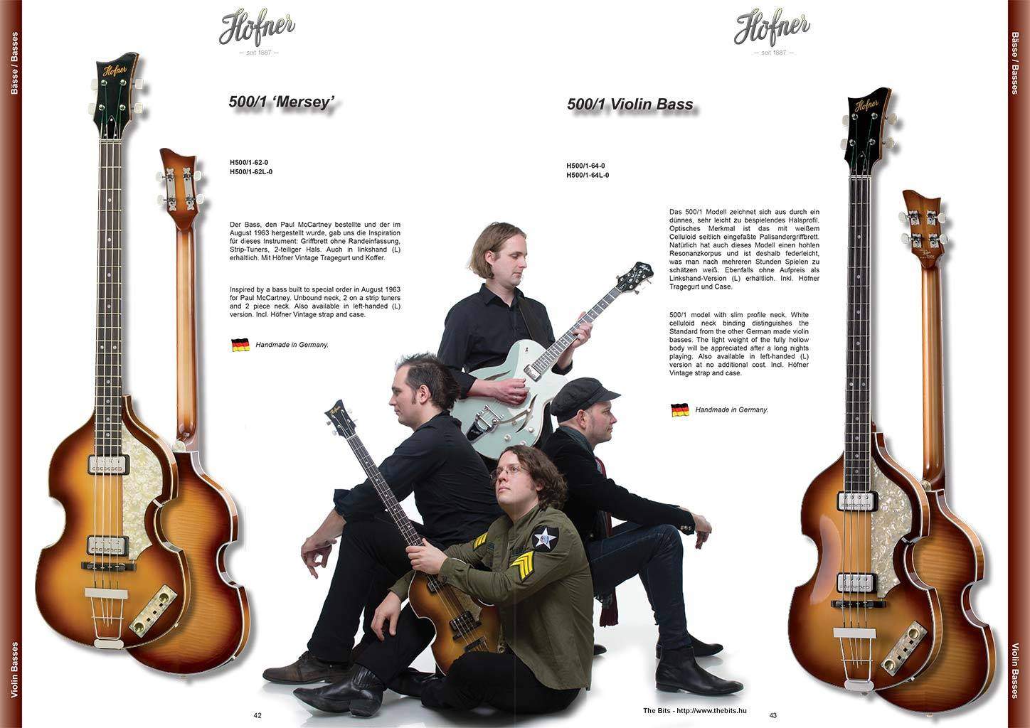 A The Bits Beatles emlékzenekar a Höfner hivatalos arca